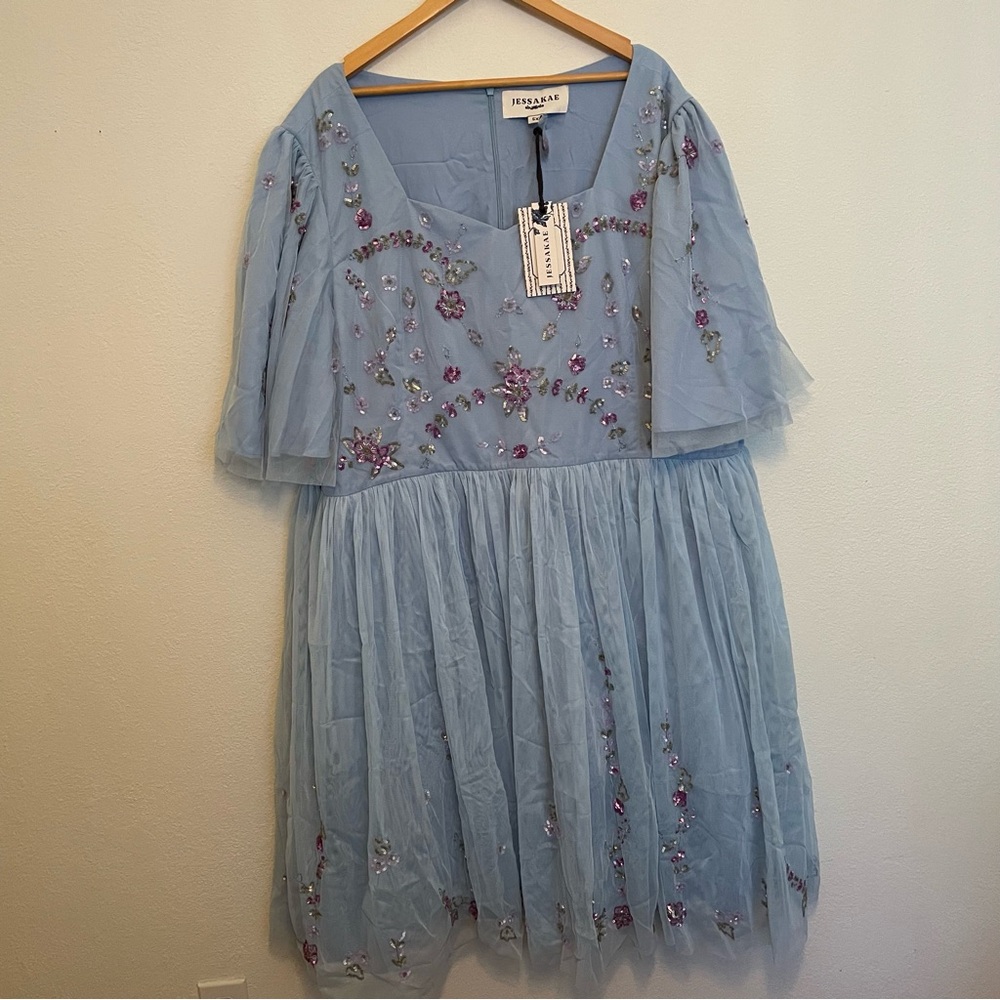 Jessakae Dewdrop Dress NWT Women’s Size 5X Light Blue Knee Length